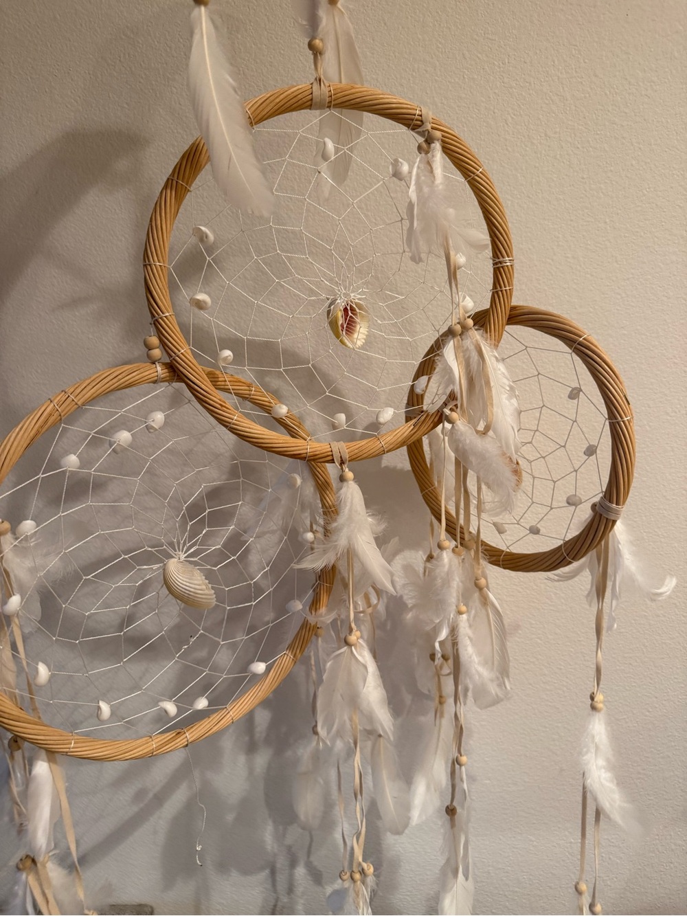 Bohemian White Feather Dreamcatcher Wall Hanging